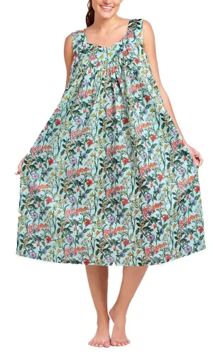 Arabella Lily Nightgown in Blue/Green Floral Print MD-411F5