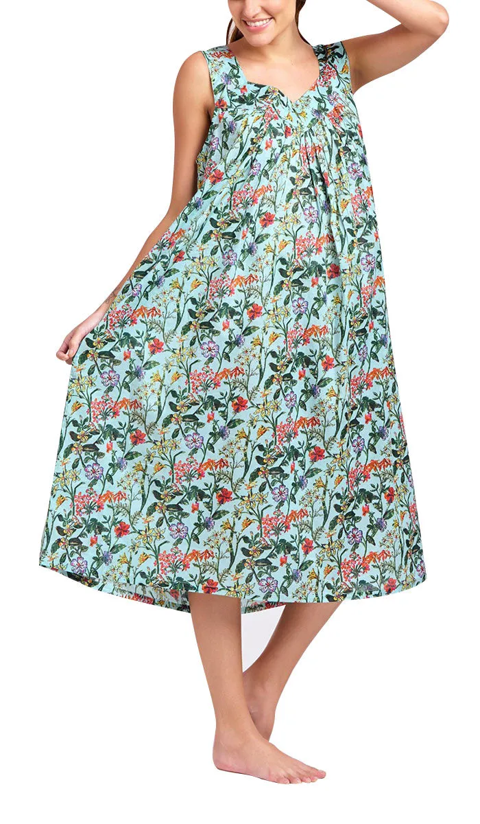 Arabella Lily Nightgown in Blue/Green Floral Print MD-411F5