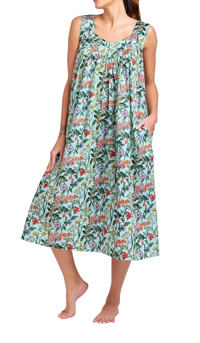 Arabella Lily Nightgown in Blue/Green Floral Print MD-411F5