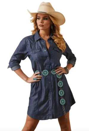Ariat Women's Classic Demin Blue Shirt Long Sleeve Dress 10043662