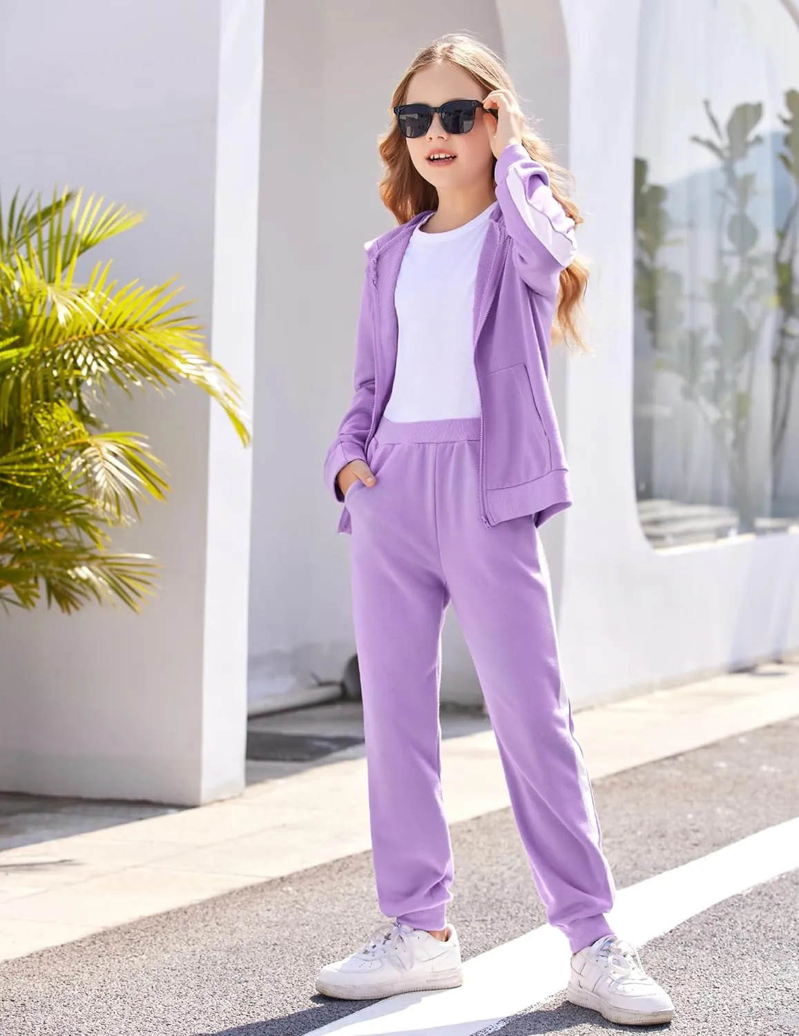 Arshiner Girls Jogger Set 2 Piece Outfits Zip Up Hoodie Sweatsuits