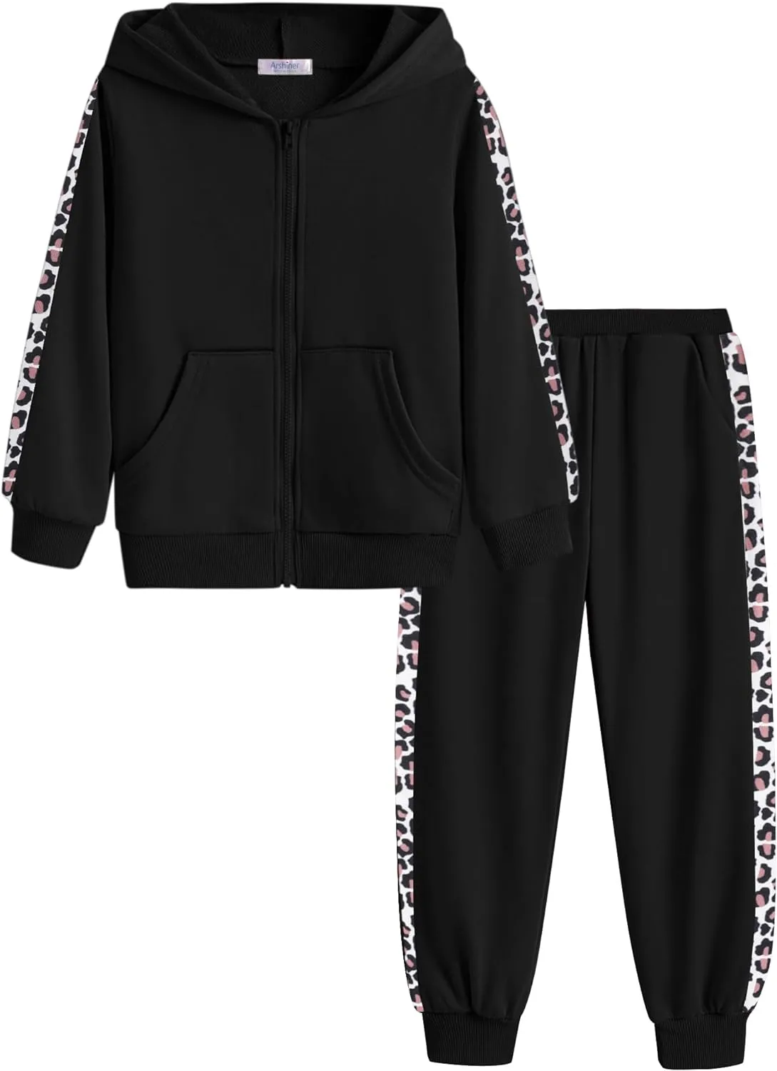 Arshiner Girls Jogger Set 2 Piece Outfits Zip Up Hoodie Sweatsuits