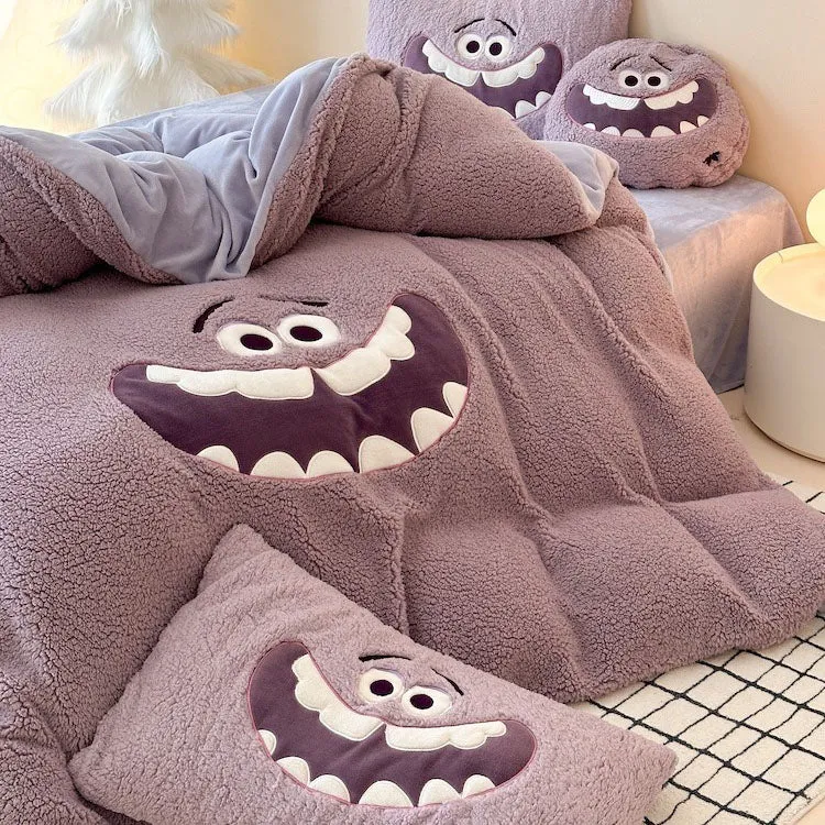 Art Monsters University Thickened Warm Four-Piece Bed Set