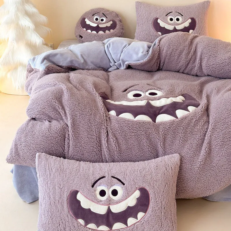 Art Monsters University Thickened Warm Four-Piece Bed Set