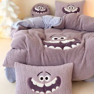 Art Monsters University Thickened Warm Four-Piece Bed Set