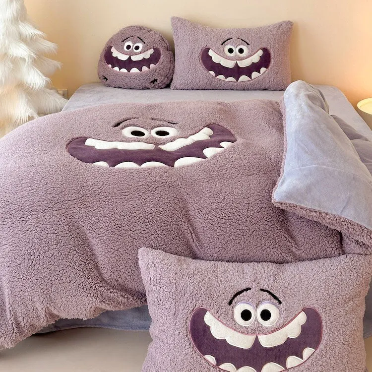 Art Monsters University Thickened Warm Four-Piece Bed Set