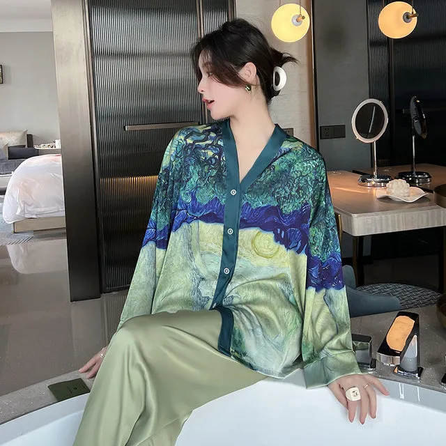 Ashore Shop NEW Womens in home Matching Pajamas Set Luxury Orange Coconut Print Sleepwear
