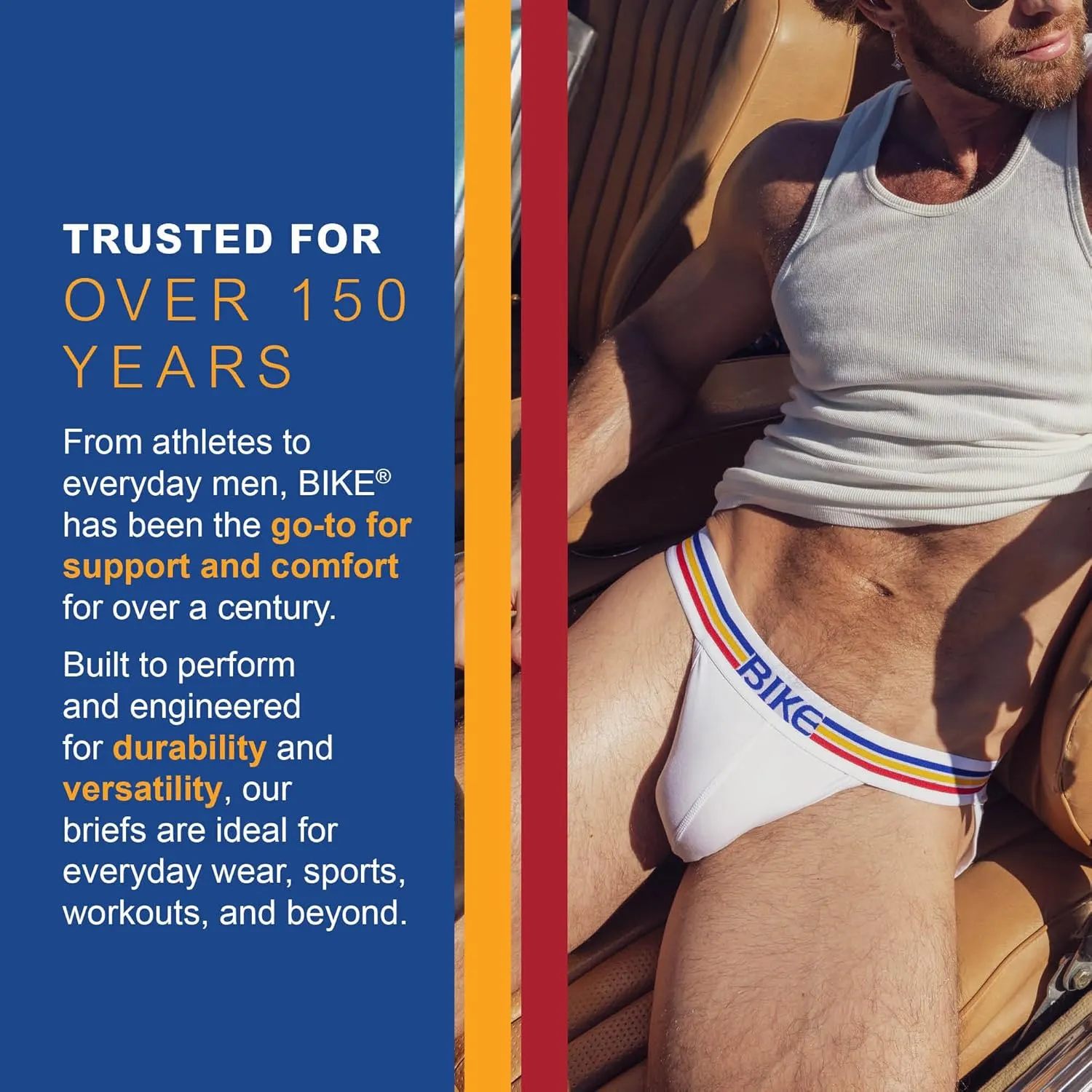 Athletic Stretch Cotton Jock Brief | Soft Cotton Blend for Breathable Comfort | Supportive Open-Back Design
