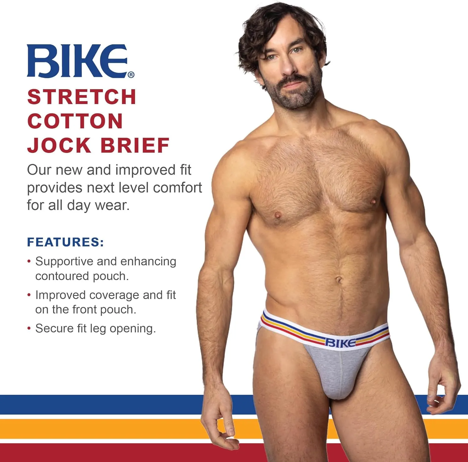 Athletic Stretch Cotton Jock Brief | Soft Cotton Blend for Breathable Comfort | Supportive Open-Back Design