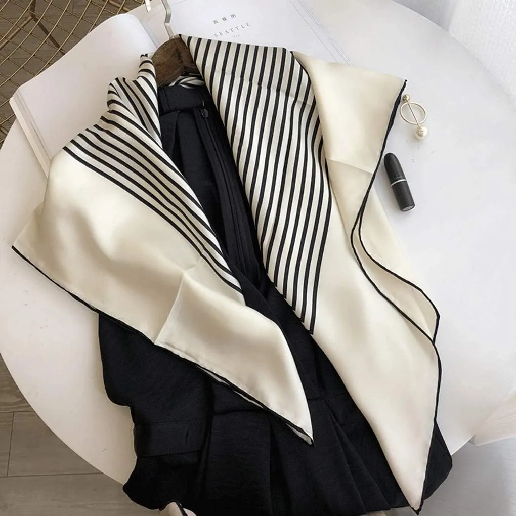 Autumn and Winter Temperament White Silk Scarf Square Silk Silk Scarf Neck Shawl Women (White 90 * 90cm)