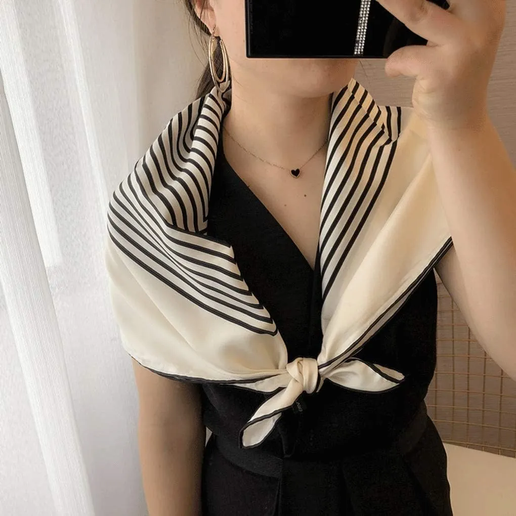 Autumn and Winter Temperament White Silk Scarf Square Silk Silk Scarf Neck Shawl Women (White 90 * 90cm)