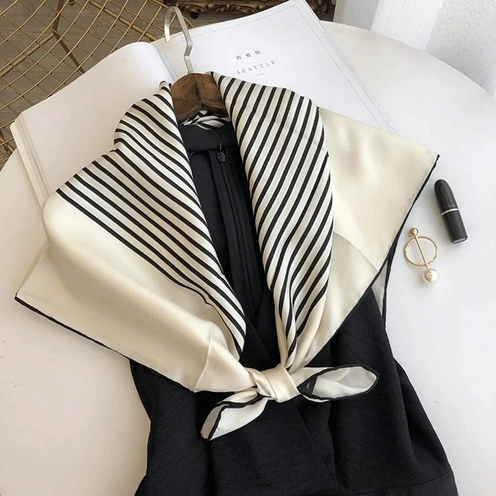 Autumn and Winter Temperament White Silk Scarf Square Silk Silk Scarf Neck Shawl Women (White 90 * 90cm)