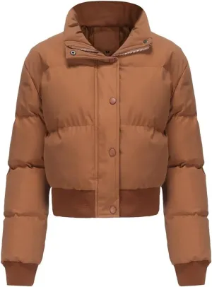 Autumn Winter Turtleneck Warm Down Cotton Coat Womens Long Sleeve Puffer Parkas Short Cotton Jacket