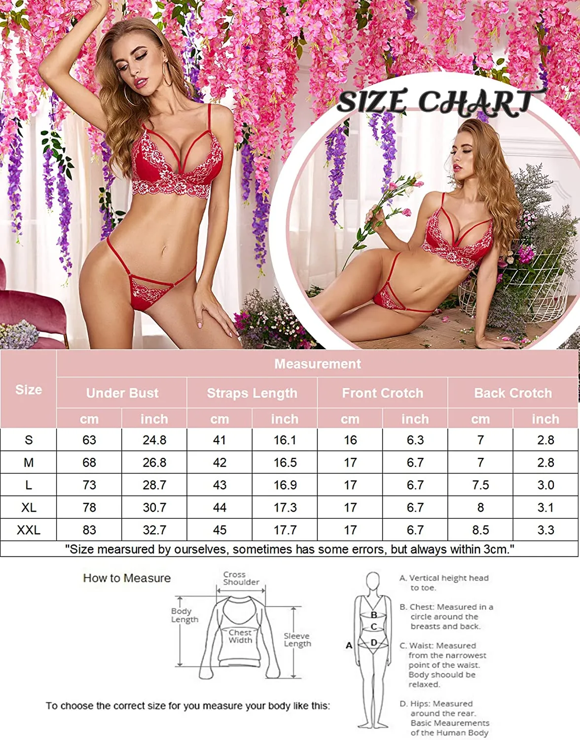 Avidlove Lingerie Set for Women 2 Piece Lace Babydoll Sexy V Neck Bra and Panty Sets