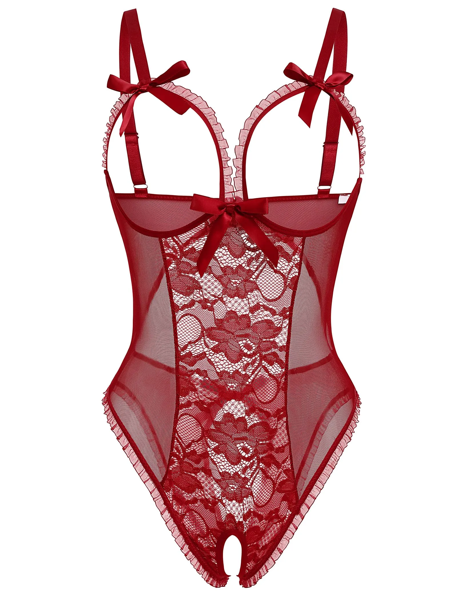 Avidlove Sexy Lingerie for Women One Piece Lace Babydoll Sleepwear Bodysuit Wine Red Medium