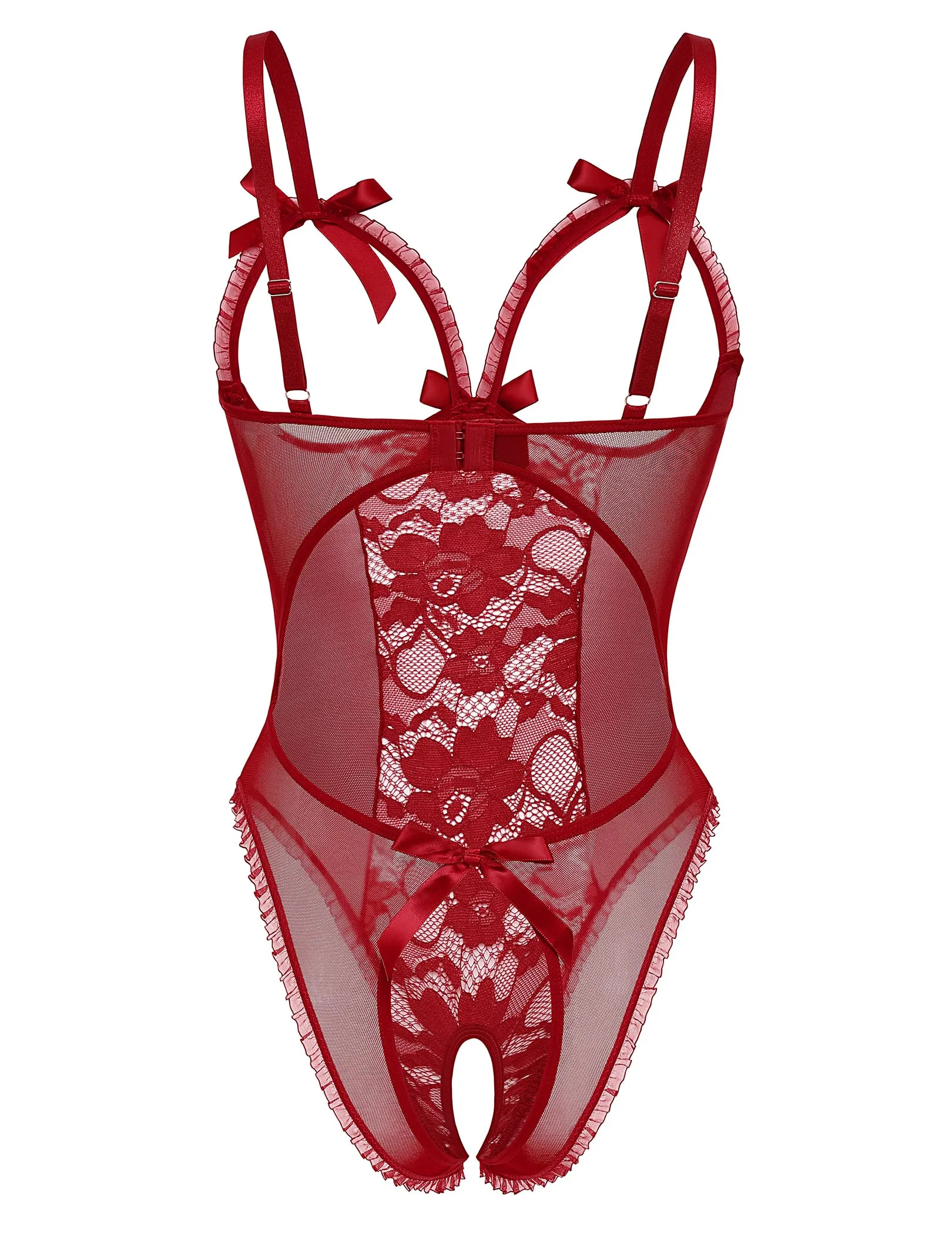 Avidlove Sexy Lingerie for Women One Piece Lace Babydoll Sleepwear Bodysuit Wine Red Medium