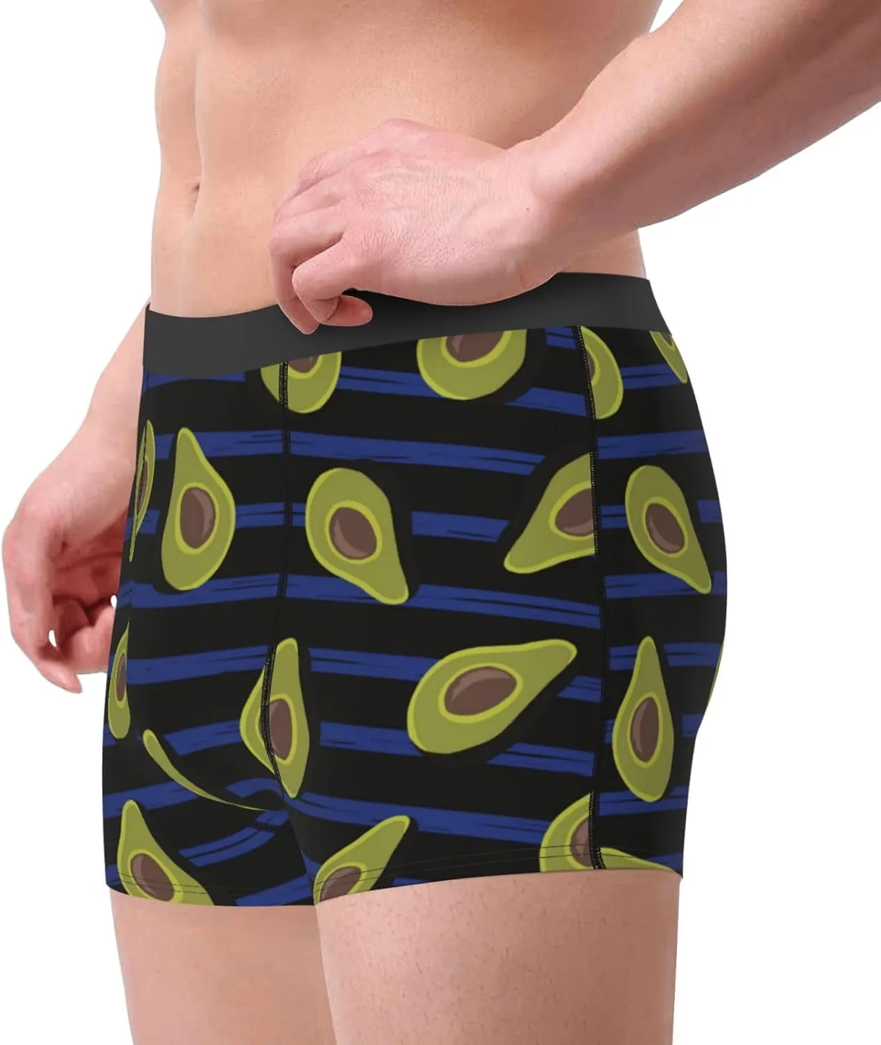 Avocado Print Boxer Briefs For Men Breathable Underwear-