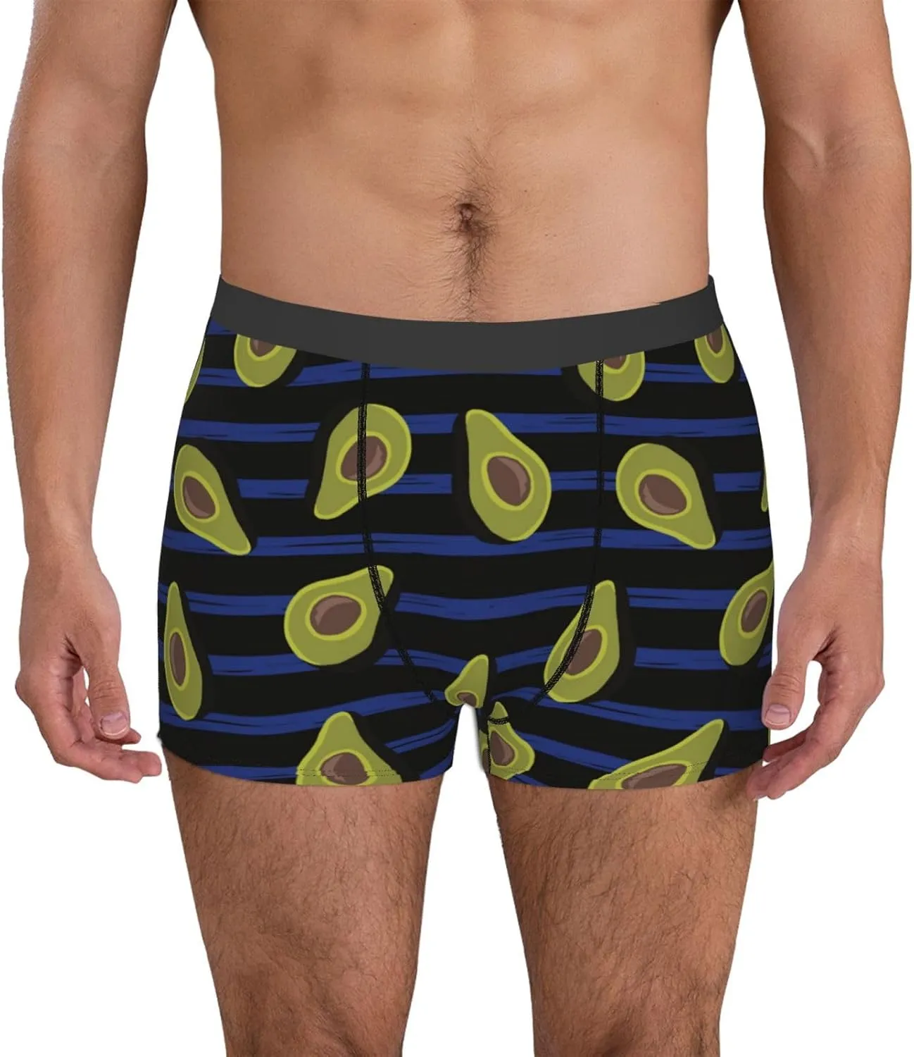 Avocado Print Boxer Briefs For Men Breathable Underwear-