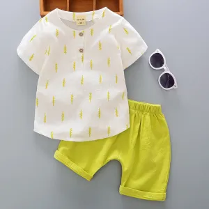 Baby boy clothes summer short-sleeved shorts suit boys and girls cotton and linen printed casual clothing baby 2-piece set S3469218