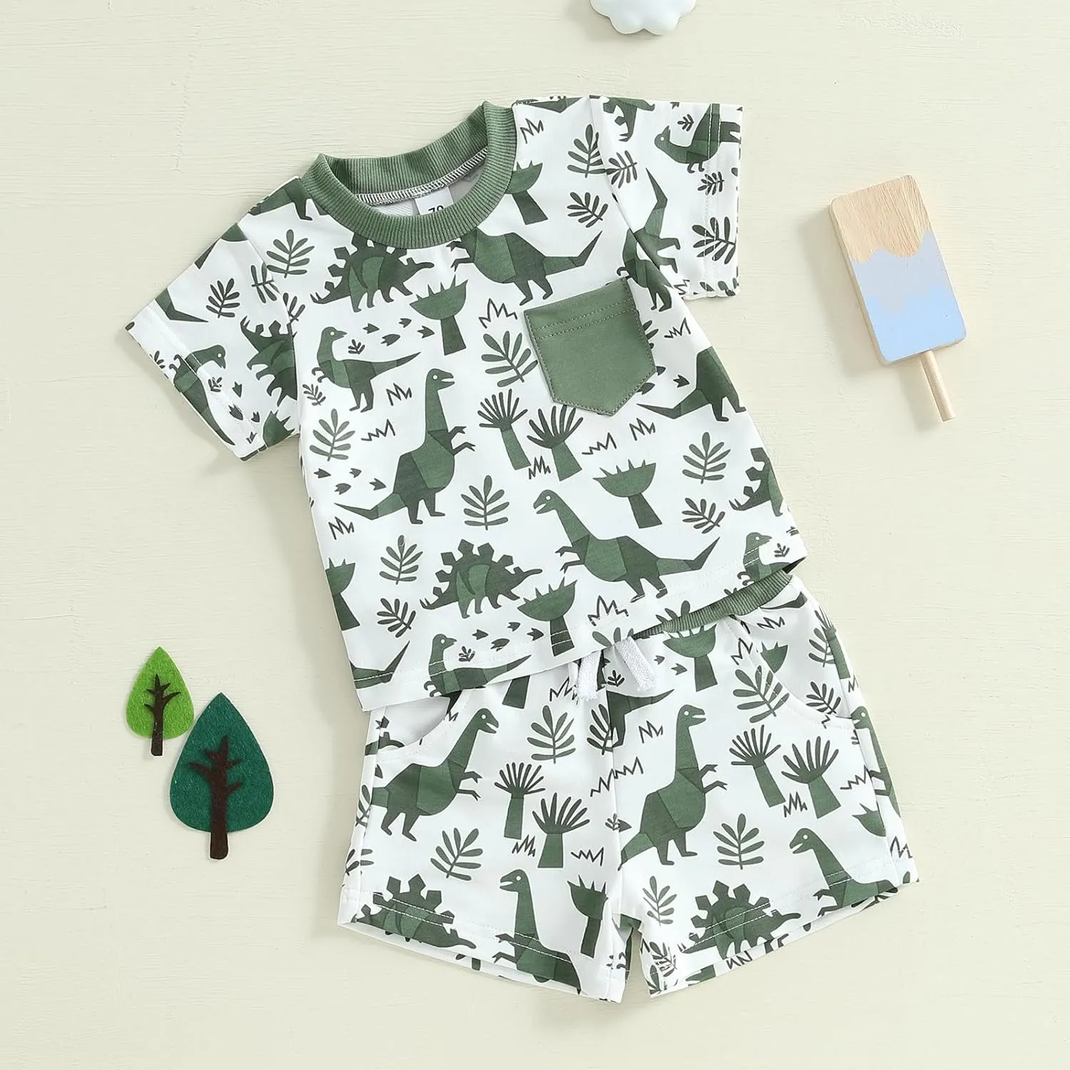 Baby Boy Short Outfits Summer Toddler Boy Shorts Dinosaur Short Sleeve T-shirt 2 Pcs Summer Baby Boy Short Set