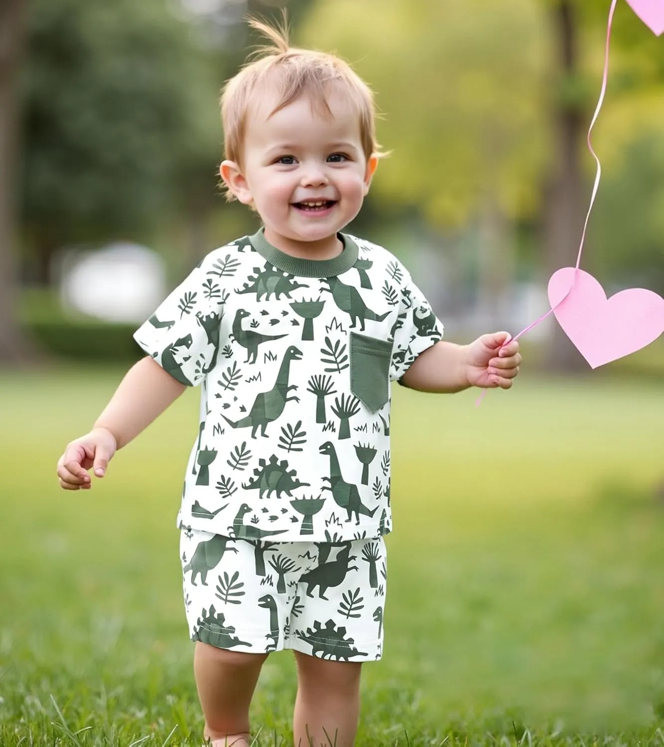 Baby Boy Short Outfits Summer Toddler Boy Shorts Dinosaur Short Sleeve T-shirt 2 Pcs Summer Baby Boy Short Set