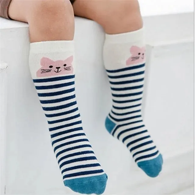 Baby Knee Highs Anti Slip Baby Socks Newborn Girls Boys Toddler Socks Long Tube Fox Cat Animal Infant Cotton Socks Cute Kids