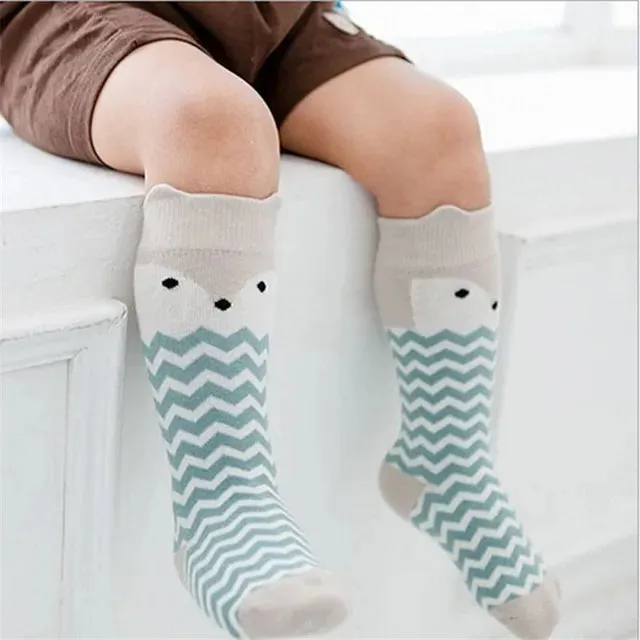 Baby Knee Highs Anti Slip Baby Socks Newborn Girls Boys Toddler Socks Long Tube Fox Cat Animal Infant Cotton Socks Cute Kids