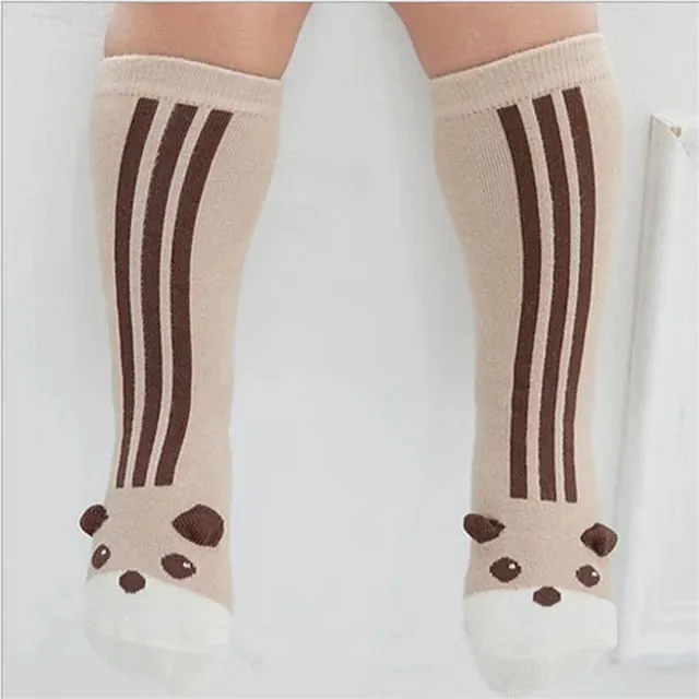 Baby Knee Highs Anti Slip Baby Socks Newborn Girls Boys Toddler Socks Long Tube Fox Cat Animal Infant Cotton Socks Cute Kids