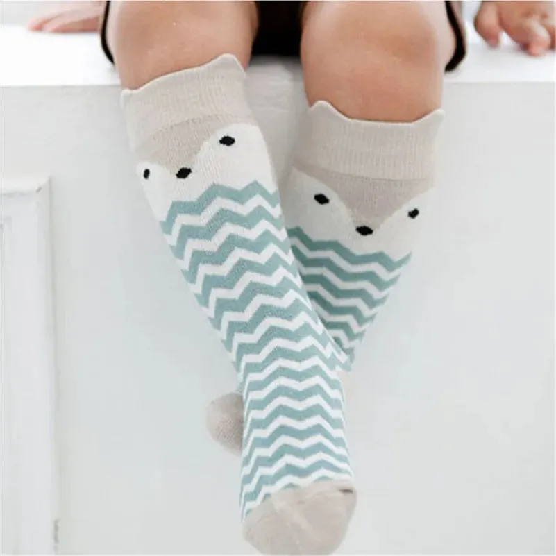 Baby Knee Highs Anti Slip Baby Socks Newborn Girls Boys Toddler Socks Long Tube Fox Cat Animal Infant Cotton Socks Cute Kids
