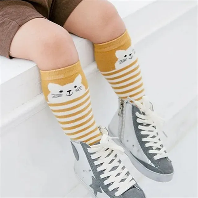 Baby Knee Highs Anti Slip Baby Socks Newborn Girls Boys Toddler Socks Long Tube Fox Cat Animal Infant Cotton Socks Cute Kids