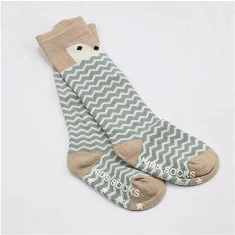 Baby Knee Highs Anti Slip Baby Socks Newborn Girls Boys Toddler Socks Long Tube Fox Cat Animal Infant Cotton Socks Cute Kids