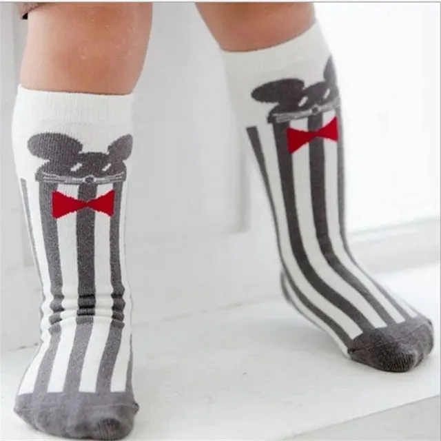 Baby Knee Highs Anti Slip Baby Socks Newborn Girls Boys Toddler Socks Long Tube Fox Cat Animal Infant Cotton Socks Cute Kids