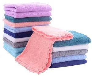 Baby Washcloths - Soft Coral Fleece, Extra Absorbent for Newborns, Infants, Toddlers, 10x10 Inch, 16-Pack