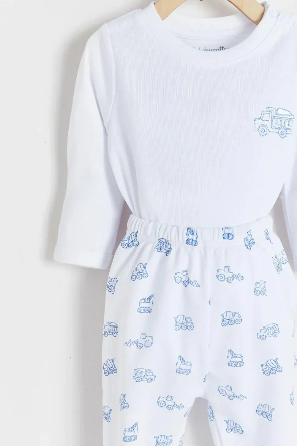Babycottons Trucks Bodysuit & Pants Set - Blue