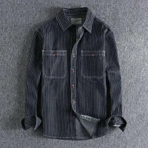 Back Embroidered Striped Long-Sleeved Shirt