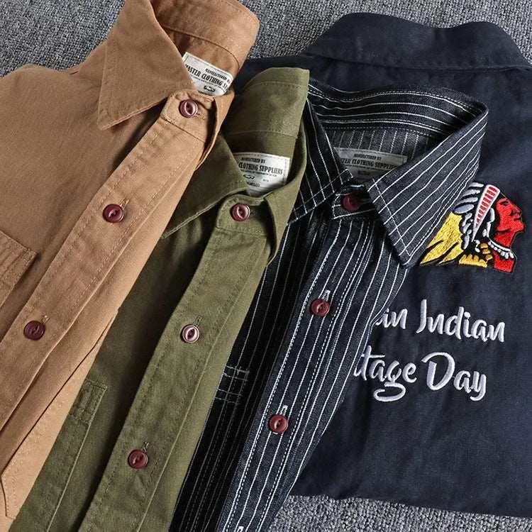 Back Embroidered Striped Long-Sleeved Shirt