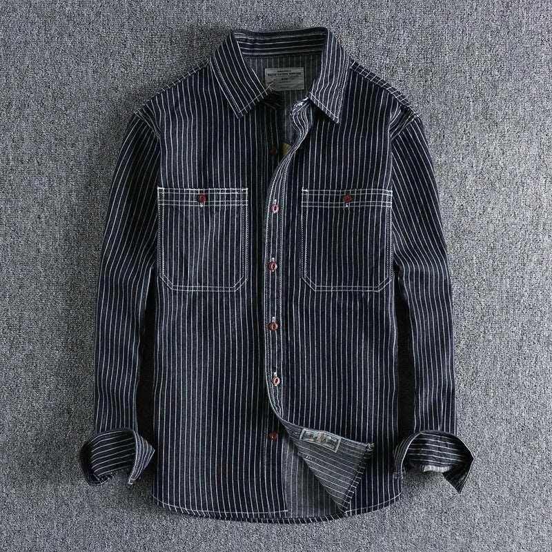 Back Embroidered Striped Long-Sleeved Shirt