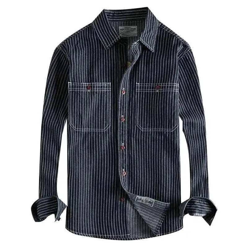 Back Embroidered Striped Long-Sleeved Shirt