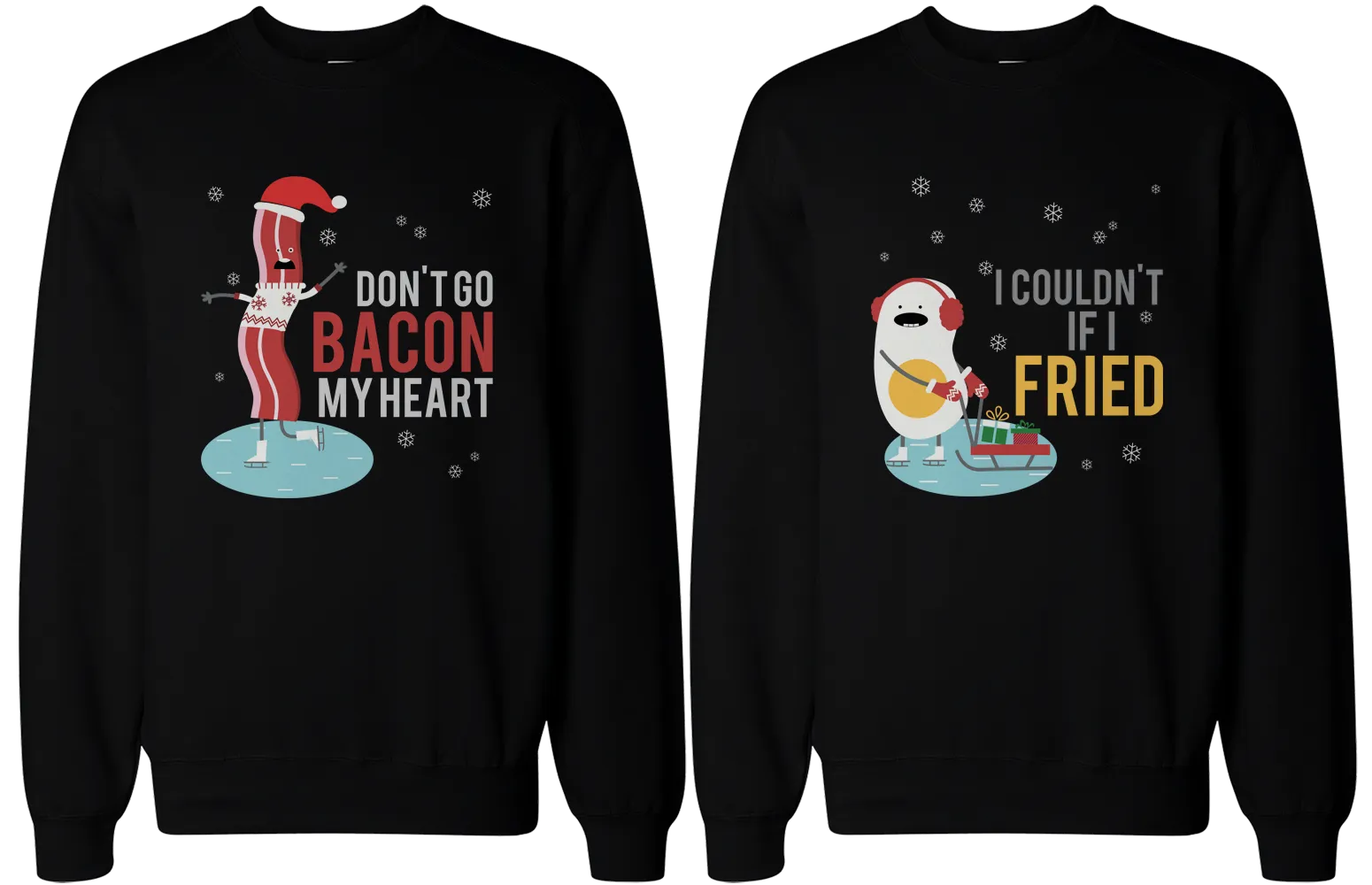 Bacon and Egg Couple SweatShirts Funny Graphic Sweaters for Winter