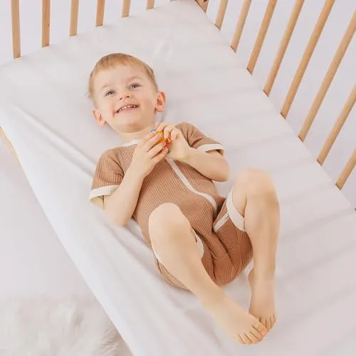Bafeicao Unisex Baby Boy Girl 2 Pack Rompers Short Sleeve Two Way Zipper Romper One Piece Jumpsuits Clothes Sets, Beige  Apricot, 0-3M