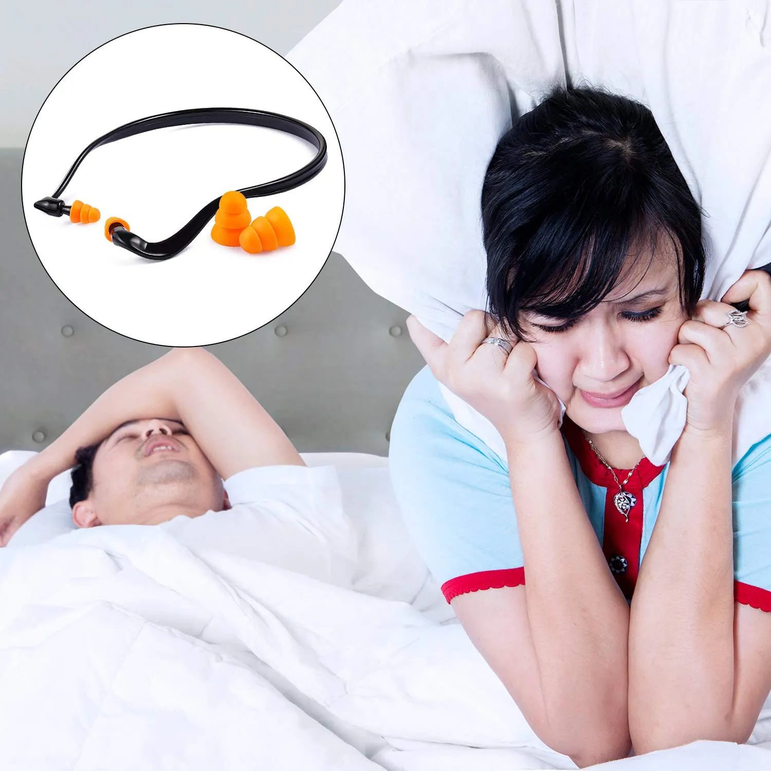 Banded Earplugs for Shooting Range Band Ear Plugs Lightweight Silicone Earplugs for Hearing Protection, Noise Reduction, Work, Construction, Sleeping, Concerts, Motor Sports Racing (4 Pieces) 4