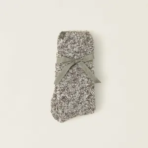 Barefoot Dreams: CozyChic Heathered Socks in Olive Branch & White