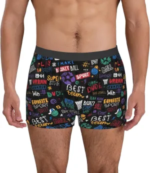 Basketball Print Boxer Briefs For Men Breathable Underwear-