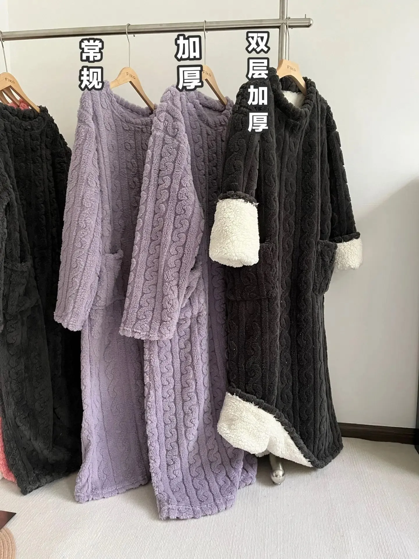 Bathrobe women's bathrobe coral padded thickened warm pajamas dress winter college students homewear plus size women's clothes c