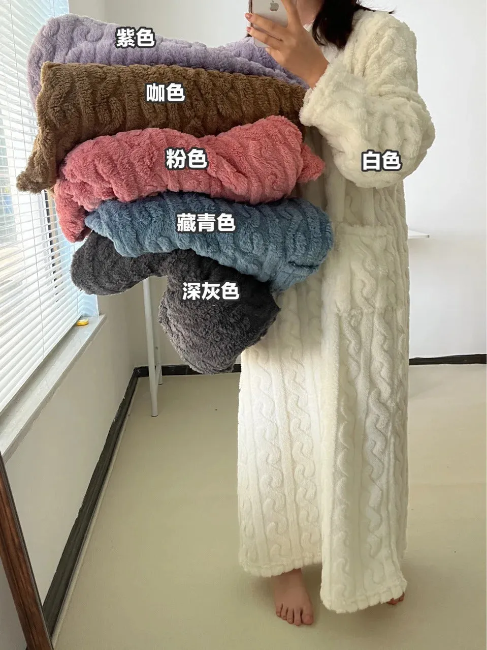 Bathrobe women's bathrobe coral padded thickened warm pajamas dress winter college students homewear plus size women's clothes c