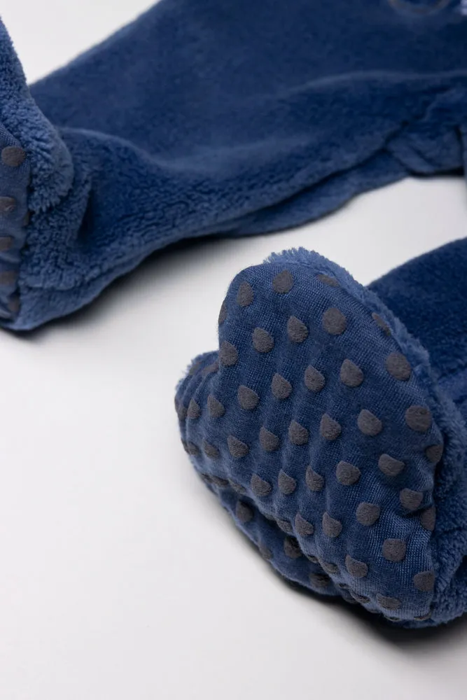 Bear Coral Fleece Babygrow Blue