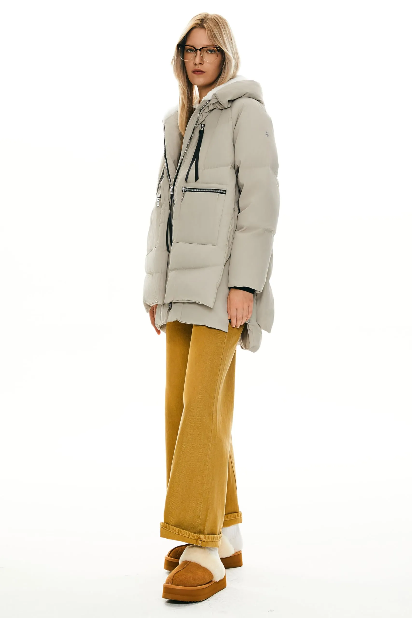 Beige Women's Thickened Down Jacket with Filler and Duck Feather - Orolay