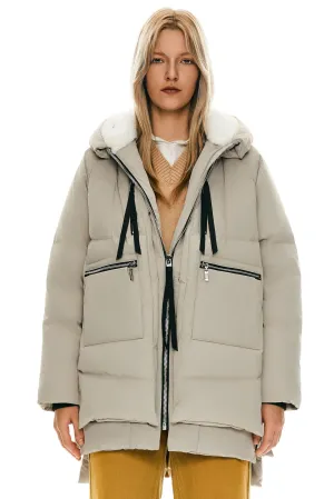 Beige Women's Thickened Down Jacket with Filler and Duck Feather - Orolay