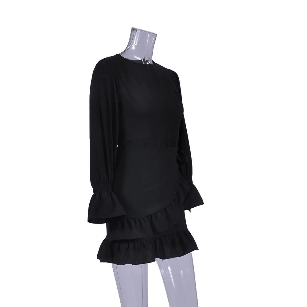 Bell Long Sleeve Ruffle Mini Dress