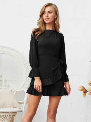 Bell Long Sleeve Ruffle Mini Dress